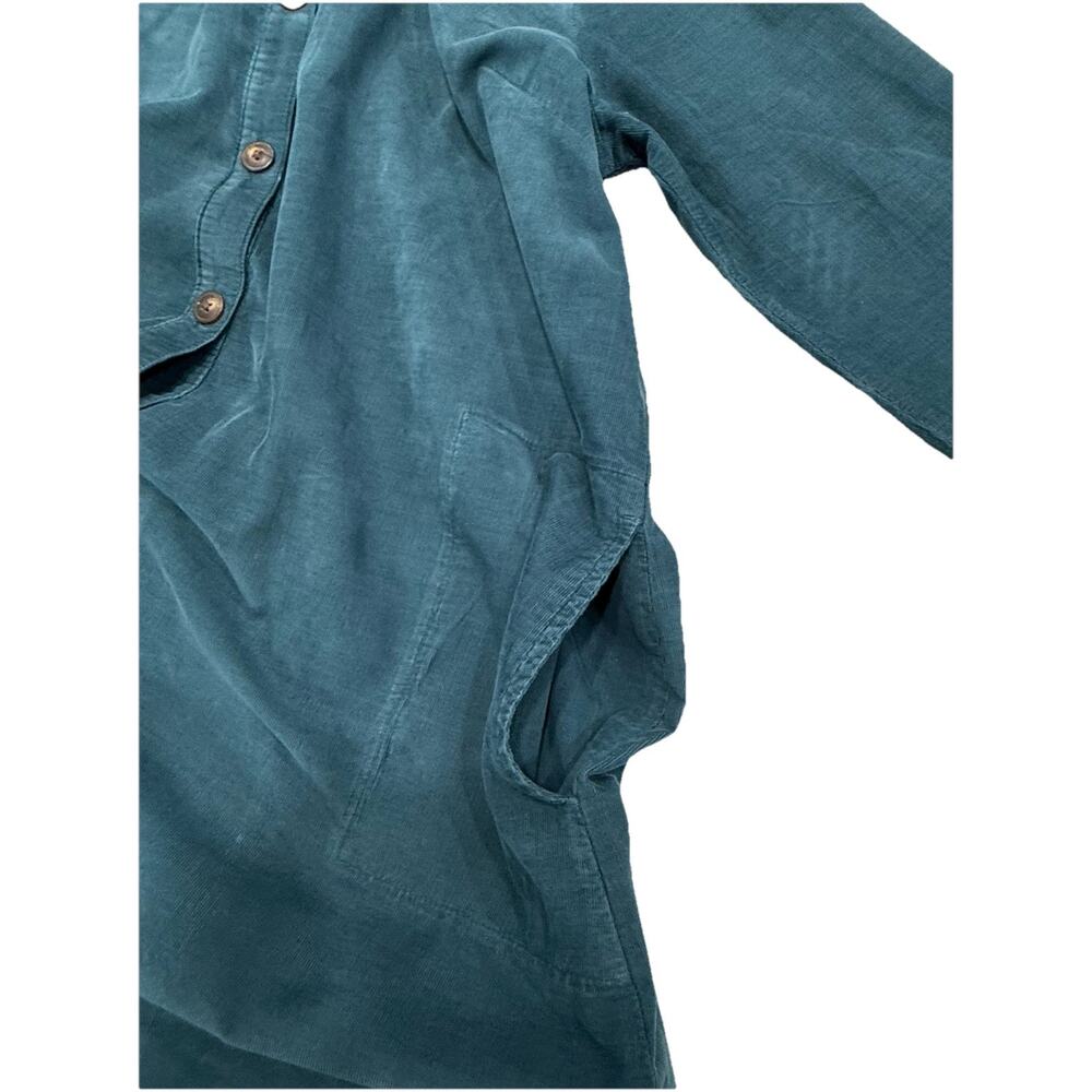 J Jill Corduroy Shift Dress PXS Teal Roll tab Sleeves Soft Cozy Fall Winter - Picture 7 of 10